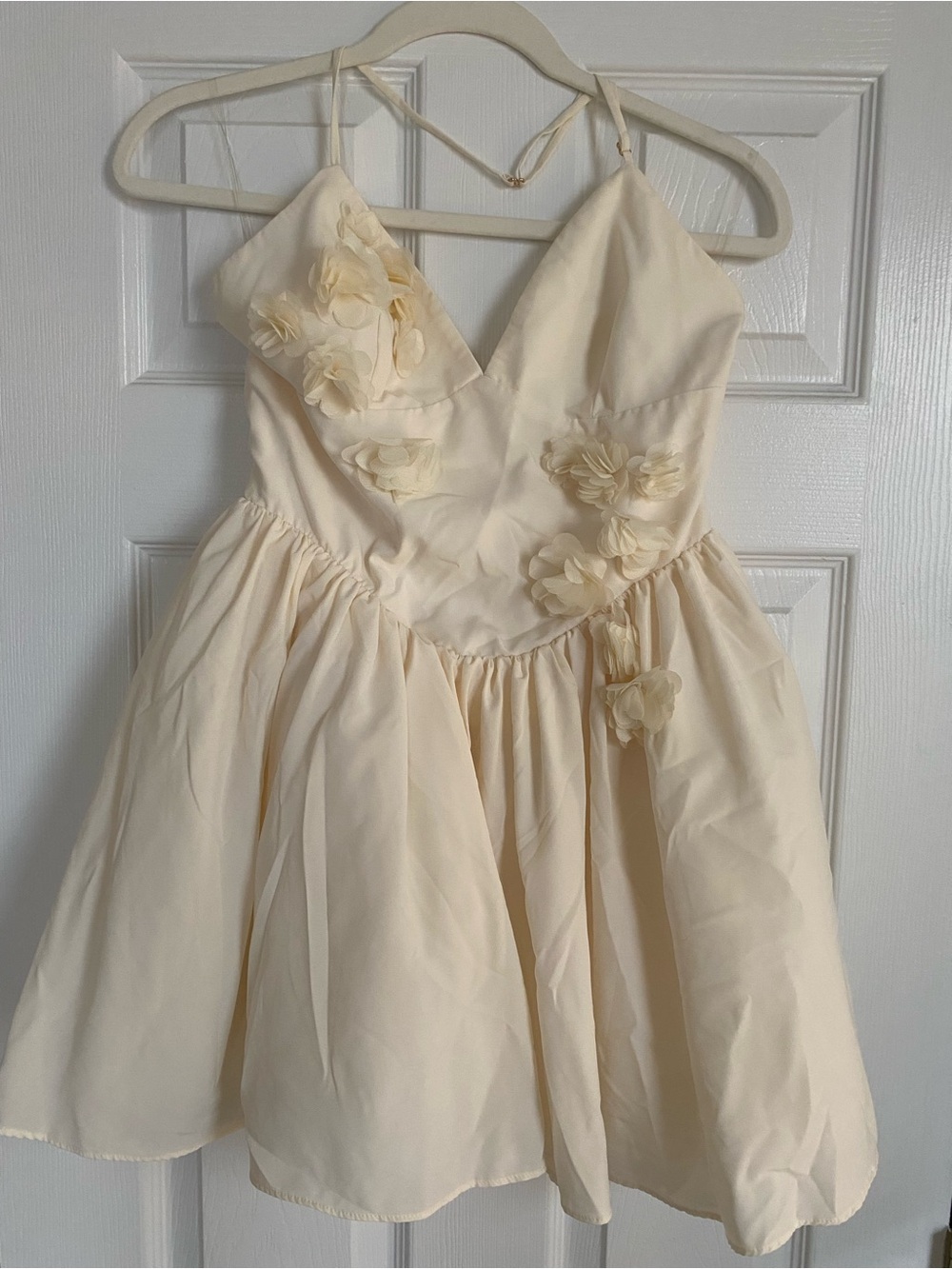 Oh Polly Cream Floral Appliqué Party Dress